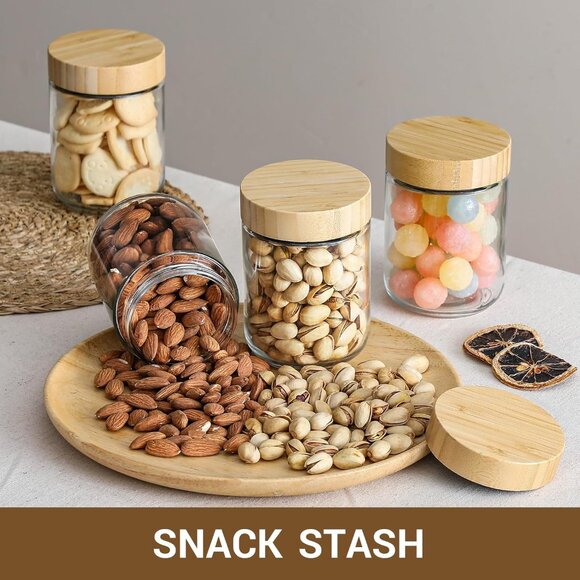 4/6pcs, 16oz Glass Jars with Bamboo Lids | Multipurpose Food Storage - Picture 2 of 3